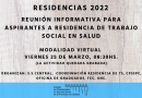 REUNIÓN INFORMATIVA PARA ASPIRANTES A RESIDENCIA DE TRABAJO SOCIAL EN SALUD