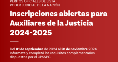 Inscripciones abiertas para Auxiliares de la Justicia 2024-2025 Poder Judicial de la Nación