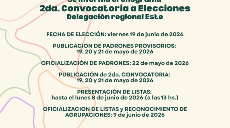 Elecciones CPTSPC 2026: La Junta Electoral lanzó la segunda convocatoria para la Delegación Este